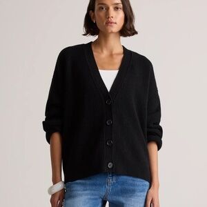 Quince Mongolian Cashmere Fisherman Cropped Cardigan Sweater - Size Small